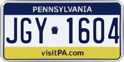 PA license plate JGY1604