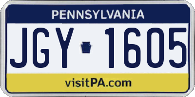 PA license plate JGY1605