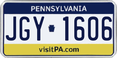 PA license plate JGY1606