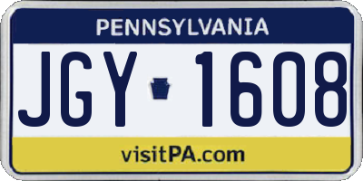 PA license plate JGY1608
