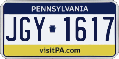 PA license plate JGY1617