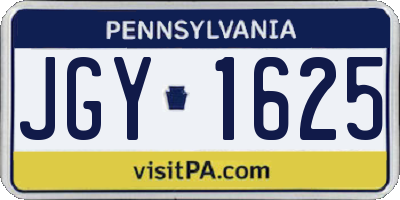 PA license plate JGY1625