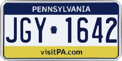 PA license plate JGY1642