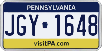 PA license plate JGY1648
