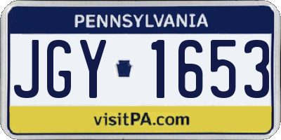 PA license plate JGY1653