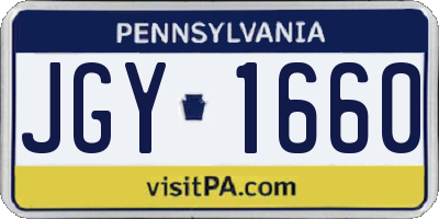 PA license plate JGY1660