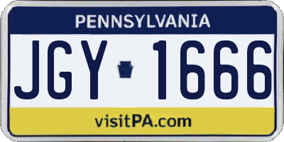 PA license plate JGY1666