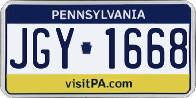 PA license plate JGY1668