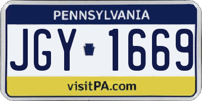 PA license plate JGY1669