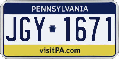 PA license plate JGY1671
