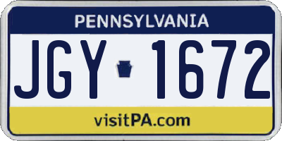 PA license plate JGY1672