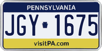 PA license plate JGY1675