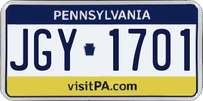 PA license plate JGY1701