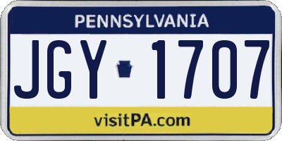 PA license plate JGY1707