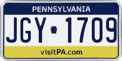 PA license plate JGY1709