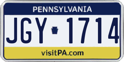 PA license plate JGY1714