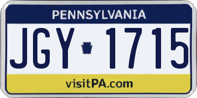 PA license plate JGY1715