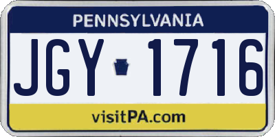 PA license plate JGY1716