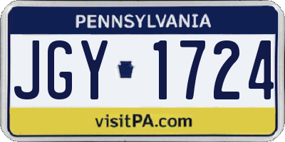 PA license plate JGY1724