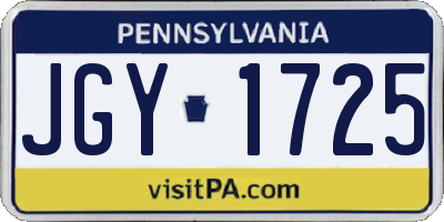 PA license plate JGY1725