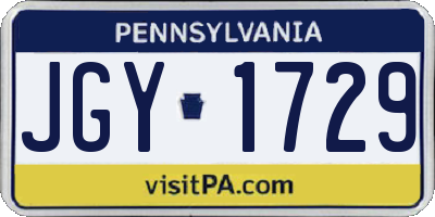 PA license plate JGY1729