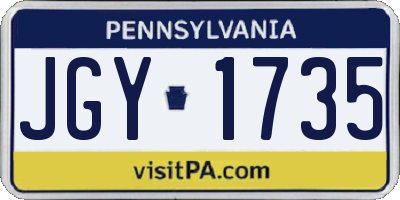 PA license plate JGY1735
