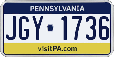 PA license plate JGY1736