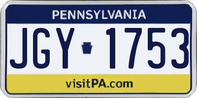 PA license plate JGY1753
