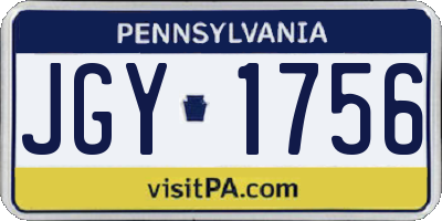 PA license plate JGY1756