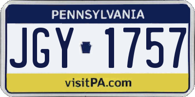PA license plate JGY1757