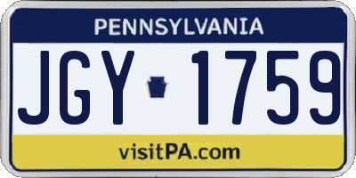 PA license plate JGY1759