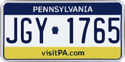 PA license plate JGY1765