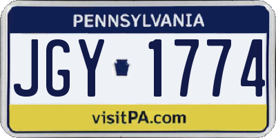 PA license plate JGY1774