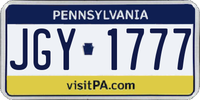 PA license plate JGY1777