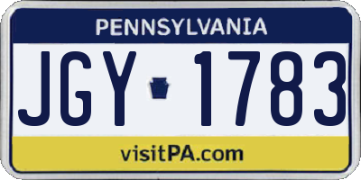 PA license plate JGY1783