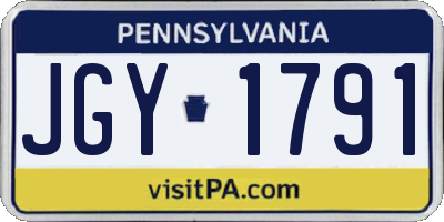 PA license plate JGY1791