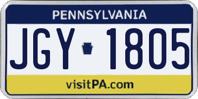 PA license plate JGY1805