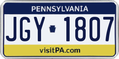 PA license plate JGY1807
