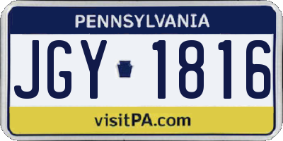 PA license plate JGY1816
