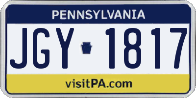 PA license plate JGY1817