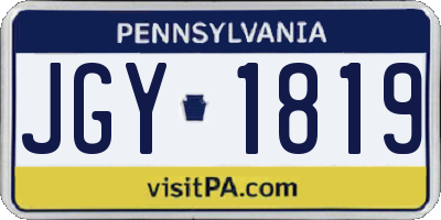 PA license plate JGY1819