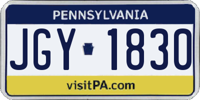 PA license plate JGY1830
