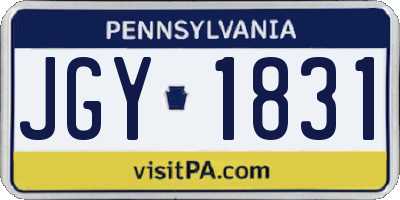 PA license plate JGY1831
