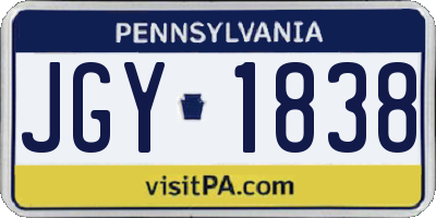 PA license plate JGY1838