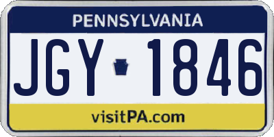 PA license plate JGY1846