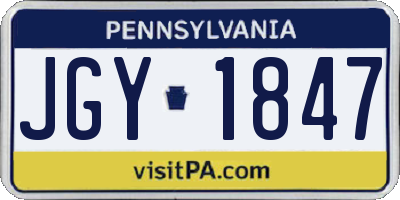 PA license plate JGY1847
