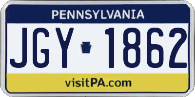 PA license plate JGY1862