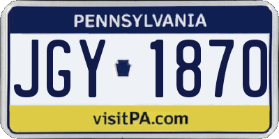 PA license plate JGY1870