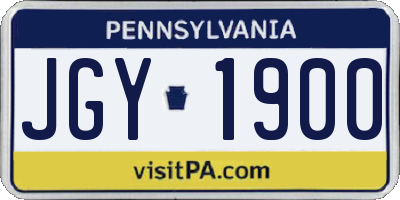 PA license plate JGY1900