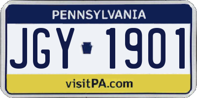 PA license plate JGY1901